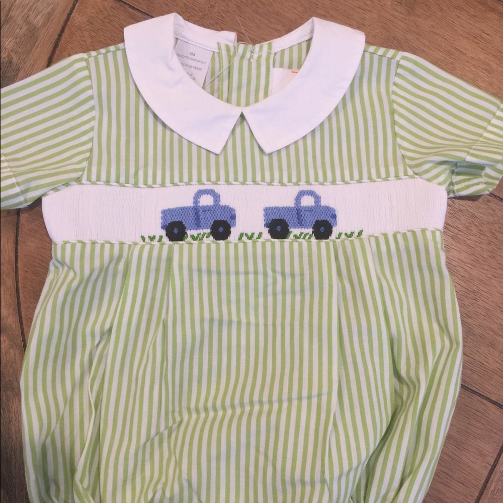 Smocked baby boy bubble